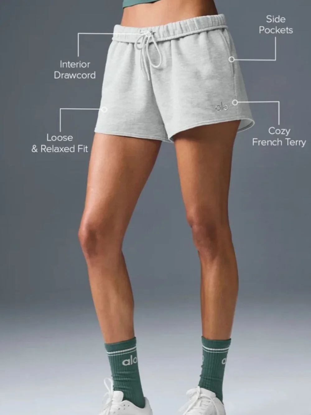 Alo Accolade Shorts Heather Grey NWT Size XS